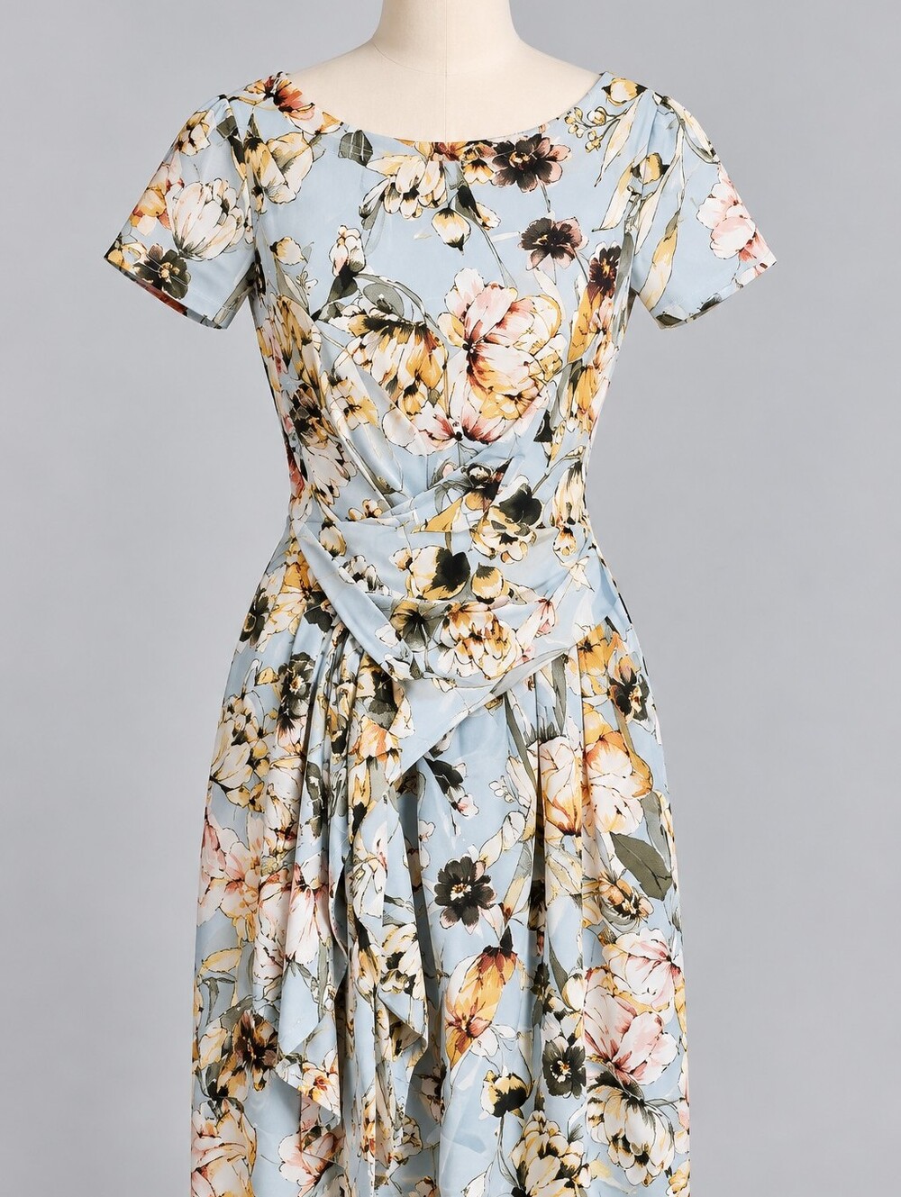 Closet London Blue Floral Fit & Flare Tie Waist Dress Size 6 - Picture 1 of 6